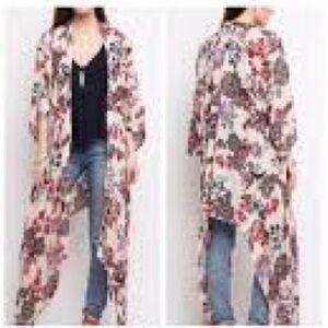 Patrons of Peace Cream and Blue Floral Kimono